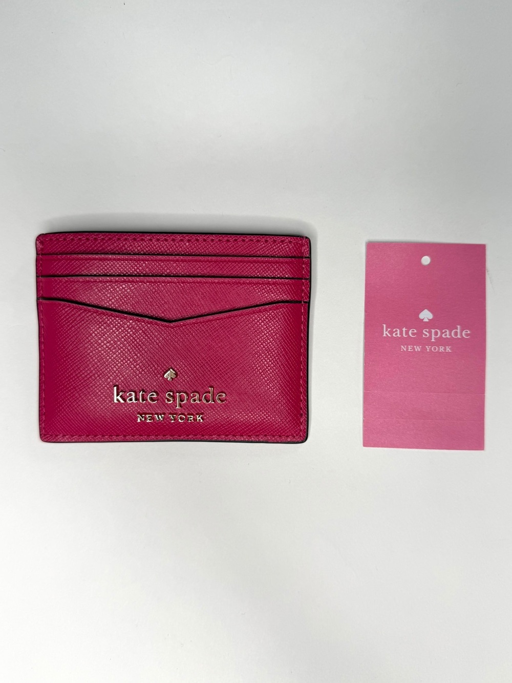 Kate Spade Staci Saffiano Leather Small Cardholder in Pink Ruby